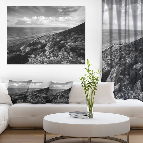 Sunrise Over Sicily Black and White Photographic Print on Wrapped Canvas, Size: 40 in. Wide x 30 in. High