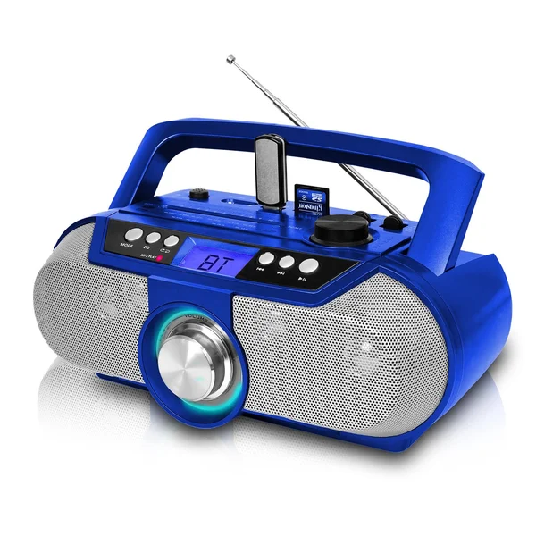 Technical Pro Rechargeable Solar Powered Portable Speaker W Bluetooth & USB, Lightweight On-The-Go Speaker, Blue