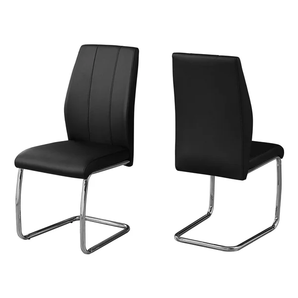 Monarch Dining Chair - 2pcs - 39x22H, Black Leather-Look, Chrome