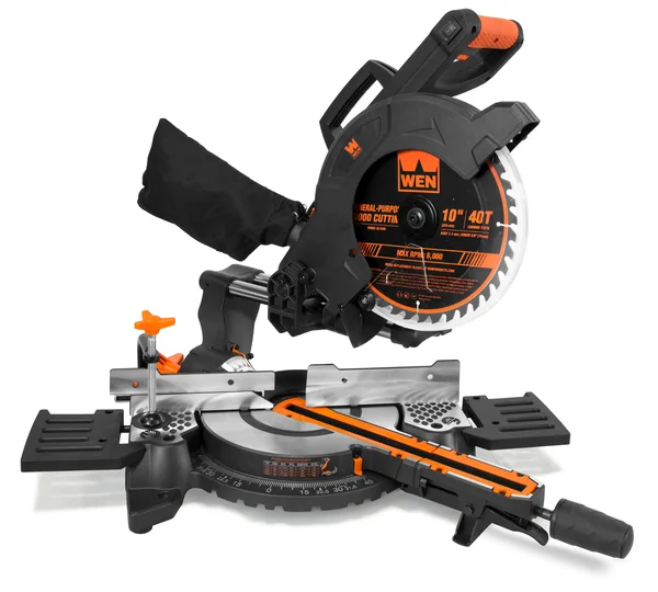 Wen MM1011 15-Amp 10x22 Single Bevel Compact Sliding Compound Miter Saw with Laser