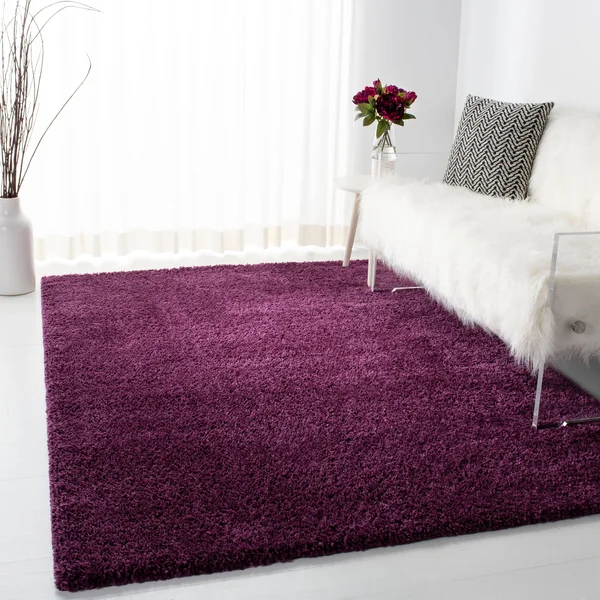 Safavieh August Shag Grey 5 ft. x 5 ft. Round Solid Area Rug