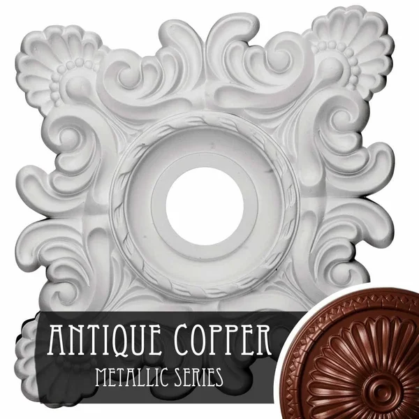 18x22W x 18x22H x 3 1/4x22ID x 1 1/2x22P Crawley Ceiling Medallion (Fits Canopies Up to 6 3/4x22) - Hand-Painted Smokey Topaz