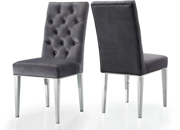 Meridian Furniture Juno Grey Velvet Dining Chair (Set of 2)