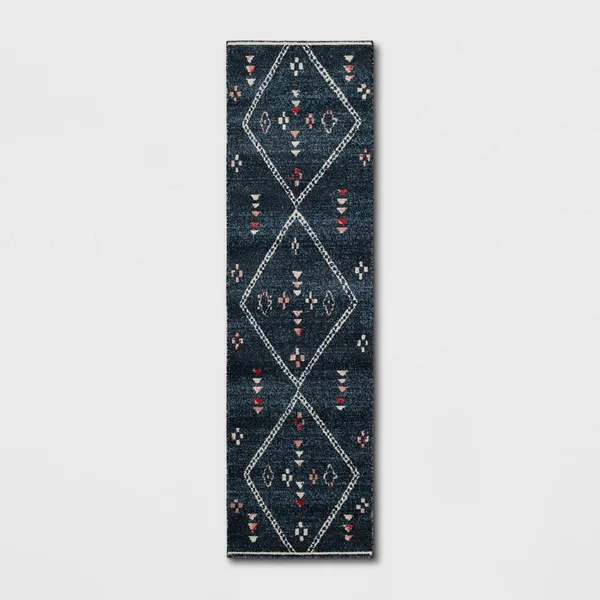 2&x7& Runner Dorset Plush Geo Rug Navy - Threshold