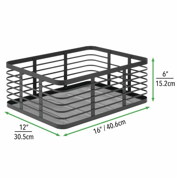 mDesign Modern Decor Metal Wire Food Organizer Storage Bin Baskets for Kitchen Cabinets, Pantry, Bathroom, Laundry Room, Closets