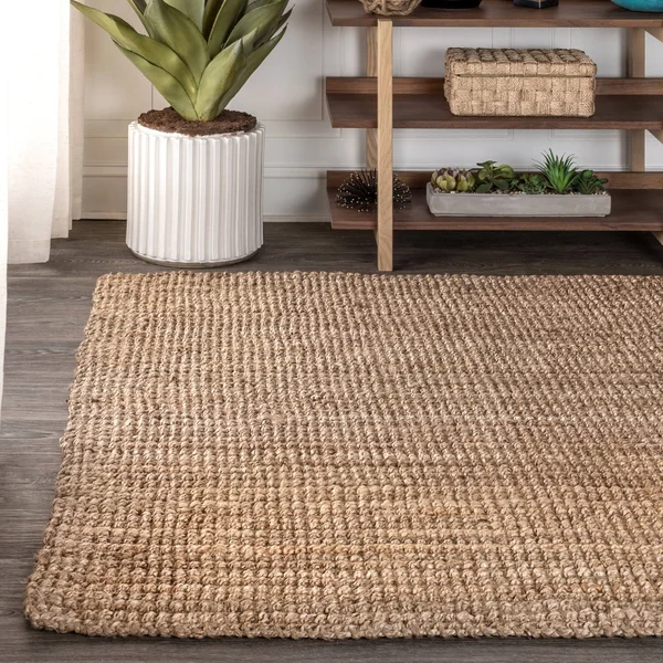 Jonathan Y Pata Hand Woven Chunky Jute 8& x 10& Area Rug in Light Ivory