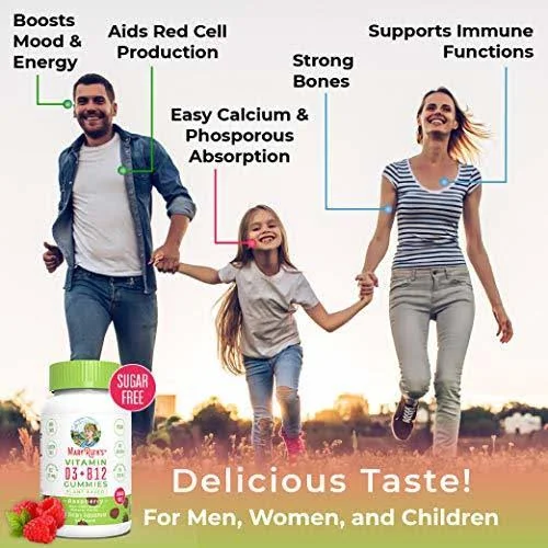 MaryRuth Organics Vegan Vitamin D3+B12 Gummy (Sugar Free) Plant-Based by MaryRuth&s, Made w/Organic Ingredients Non-GMO Gluten