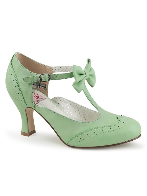 FLAPPER-11 - 3x22 Kitten Heel Shoes Mint Faux Leather, Size 7