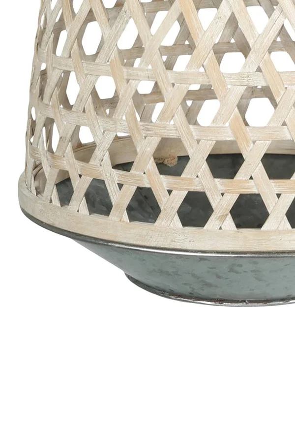 Bamboo Lantern with Hexagonal Lattice Body - Large, Brown and Gray