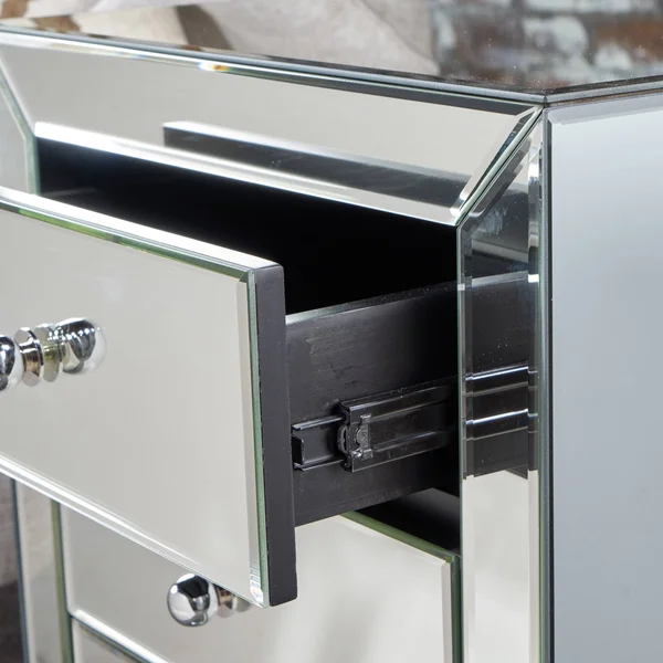 Lucretia Mirror Finished 3-Drawer Accent Table, Clear