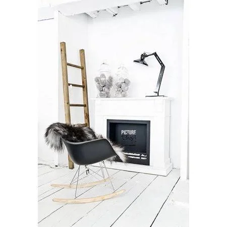 2xhome Black Mid Century Modern Molded Shell Designer Plastic Rocking Chair Armchair Arm Chair Patio Lounge Garden Nursery Livin