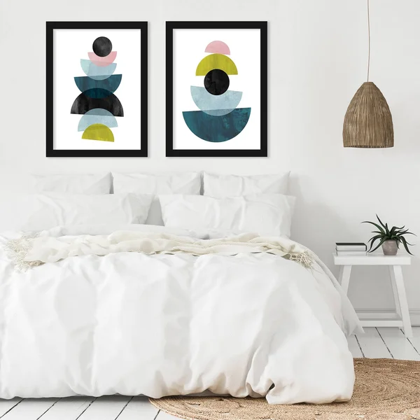 (Set of 2) Modern Mid Century by Pop Monica 2 Piece Black Framed Print Set - Americanflat 18x22x24x22