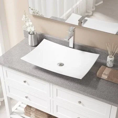 Mr Direct White Porcelain Sink with Chrome Faucet and Pop-Up Drain (721)