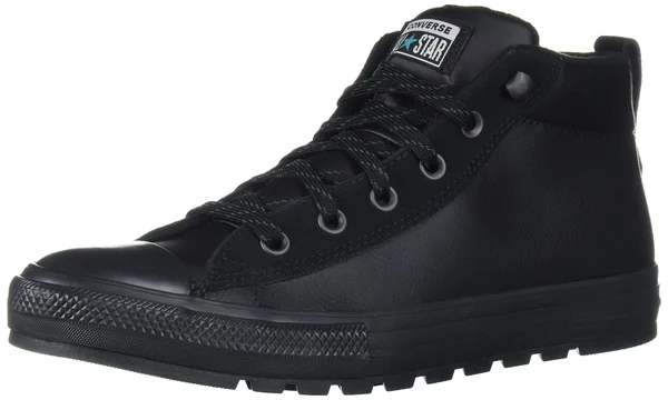 Converse Chuck Taylor All Star Street Leather Mid Mens Sneakers, 12 Medium, Black