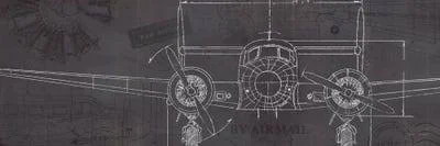 Marco Fabiano Canvas Art Prints - Plane Blueprint IV ( Prints & publications > blueprints & Patent sketches > Av