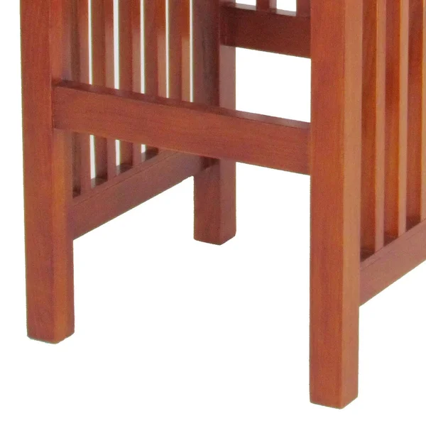 Benjara Wooden Barstool with Block Legs and Low Slatted BACK - Brown