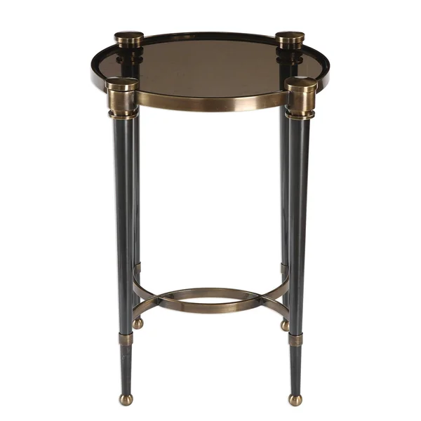 24.5x22 Brushed Black Tapered Legs Accent Table - 33378327