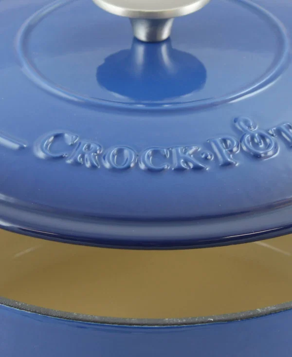 Crock Pot Artisan Enameled Cast Iron 5-Quart Round Dutch Oven, Sunset Orange
