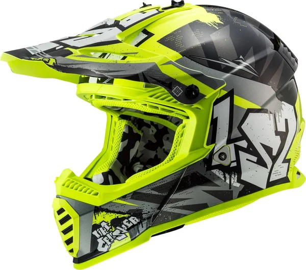 LS2 MX437 Fast Evo Crusher Motocross Helmet - black-yellow, Size Xs