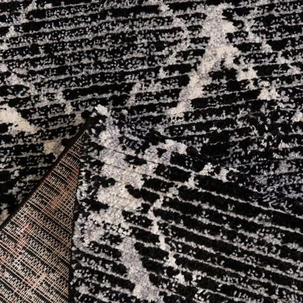 Rugs.com Tucson Collection Rug 3 ft Round Black Low Rug Perfect for Kitchens - Dining Rooms, Size: 3& x 3&