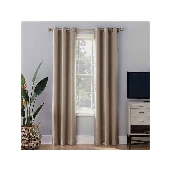 Sun Zero Extreme 2-Pack Norway Theater Grade 100% Blackout Window Curtain, LT Beige, 40X84