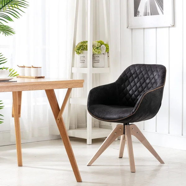 KINWELL - Modern Swivel Accent Armchair Black