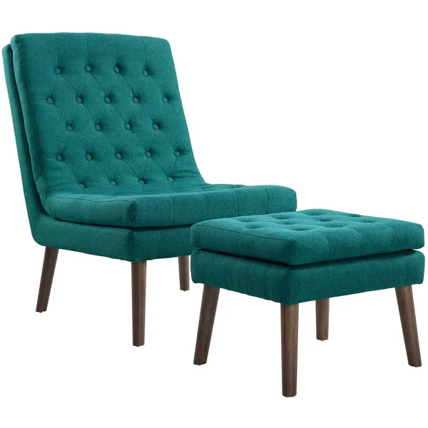 Modway Modify Upholstered Lounge Chair and Ottoman - Teal
