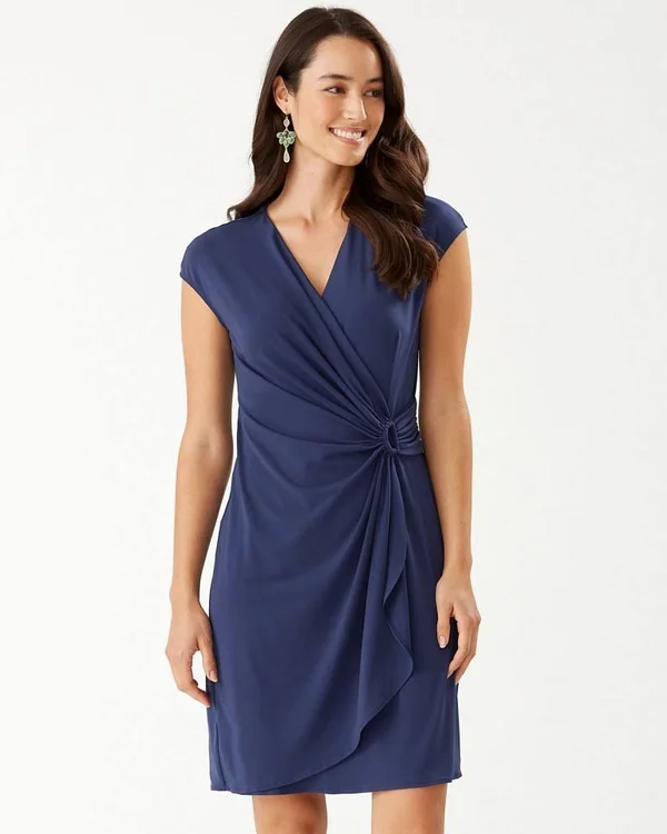 Tommy Bahama Women's Clara Faux Wrap Dress - Island Navy - Size M