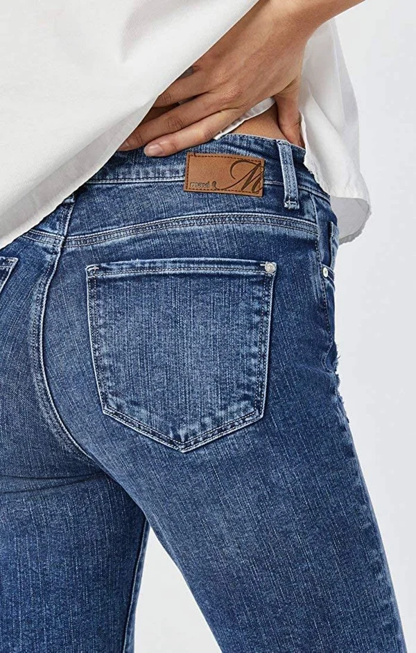 Mavi Jeans Tess High Waist Raw Hem Ankle Skinny Jeans - Blue - 24 27