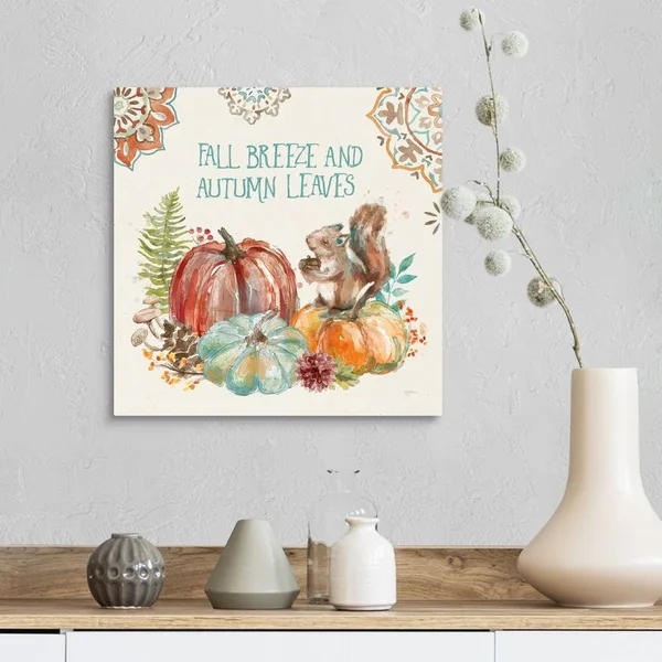 Autumn Friends IV - Canvas Wall Art, 16x16, Great Big Canvas