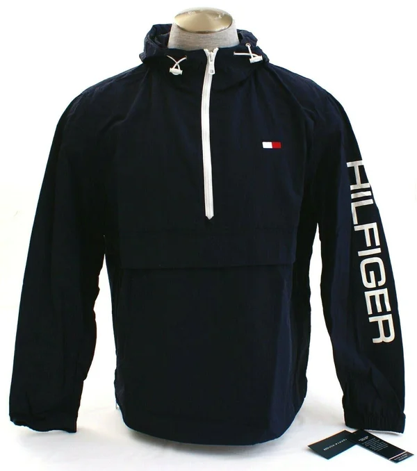 Tommy Hilfiger Men's Hooded Half-Zip Jacket - Navy