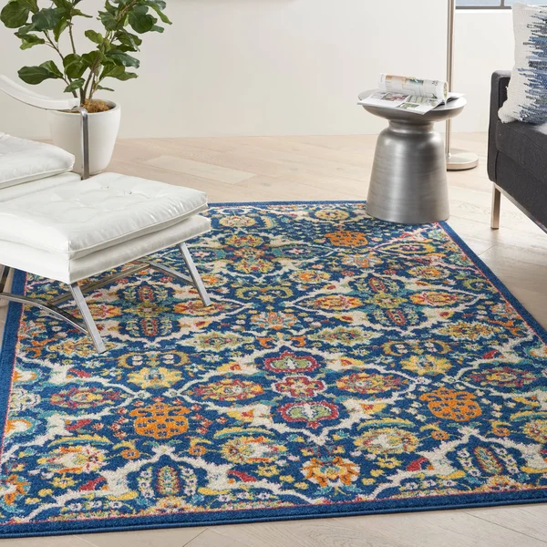 Nourison Allur ALR03 Area Rug, Navy Multicolor, 9& x 12&