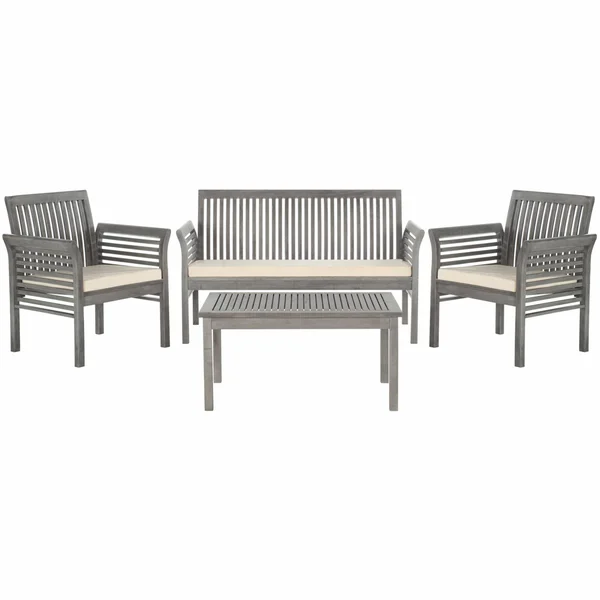 Safavieh Carson 4-Piece Outdoor Set - Grey Wash/Beige
