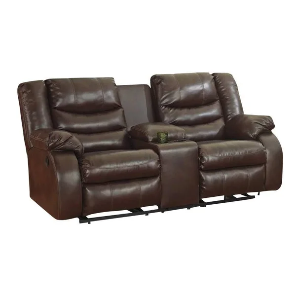 Ashley Linebacker DuraBlend Espresso Reclining Loveseat with Console 9520194