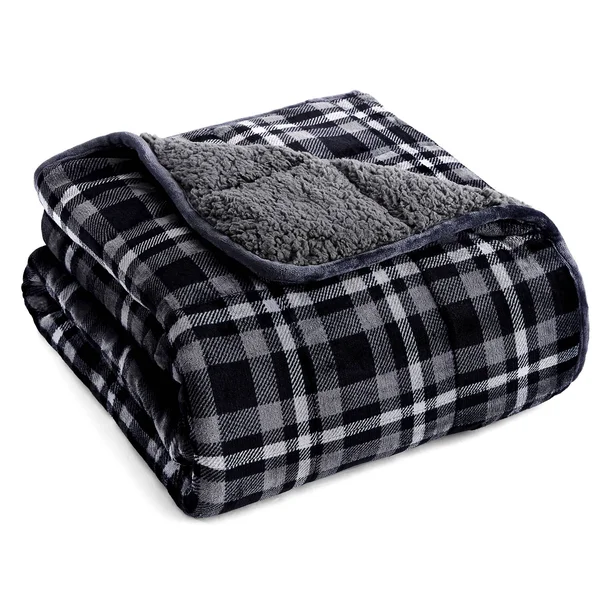 Rejuve 10lb. Velvet to Sherpa REVERSE Weighted Throw Blanket - 50x22 L x 60x22 W - Charcoal