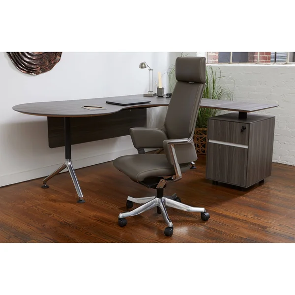 Unique Furniture Premium Leather High Backrest Office Chair in Black