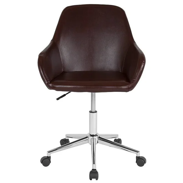 FlashFurniture Cortana Home and Office Leather Mid-Back Chair - Brown