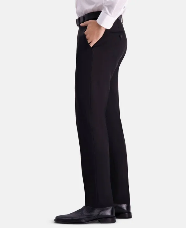 Haggar Htr Grey Active Series Straight Fit Flat Front Dress Pants