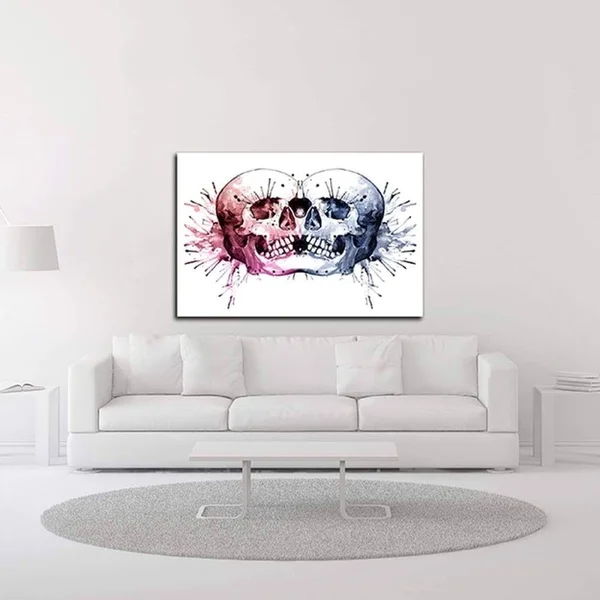 24x22 x 36x22 Conjoined Skull by Sam Nagel Print on Canvas