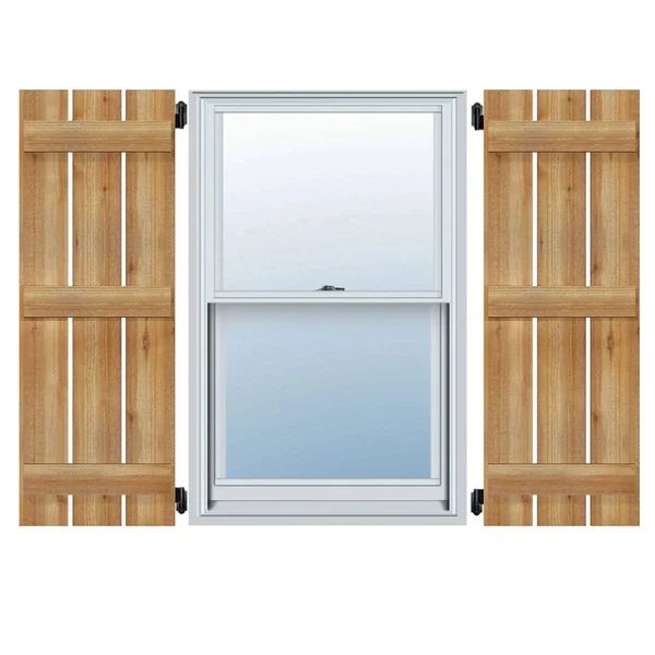 Ekena Millwork RBS06S23X073RWR 23x22W x 73x22H TimberCraft Four 5 3/8x22 Boards Spaced Board-n-Batten Shutters - Rough Sawn Weste