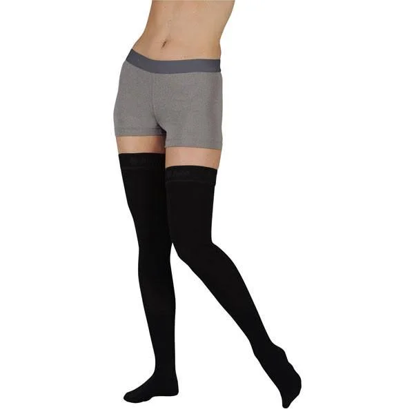 Juzo Soft 15-20 mmHg Thigh High w/ Silicone Top Band - V, Regular, Navy