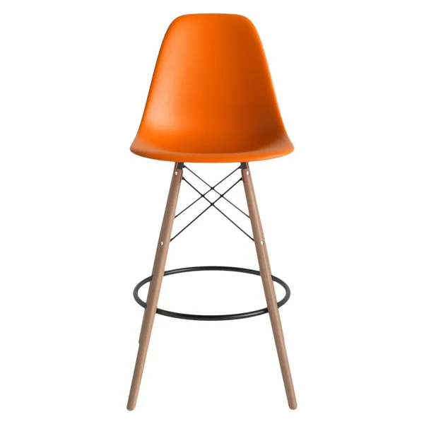Paris-counter Stools, Natural Finished Legs, Orange