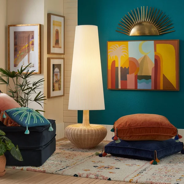 Rattan Floor Lamp (Includes LED Light Bulb) Brown - Opalhouse Designed with Jungalow