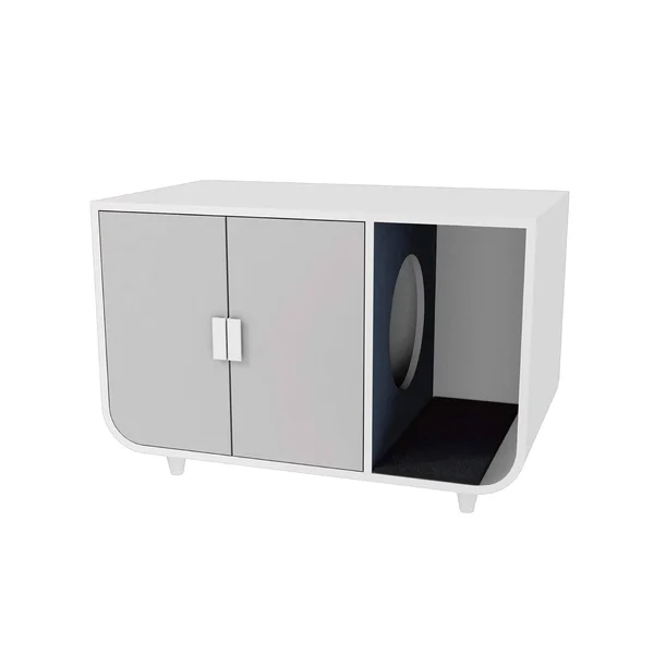 Staart Dyad Wooden Cat Litter Box Large in Alpine White