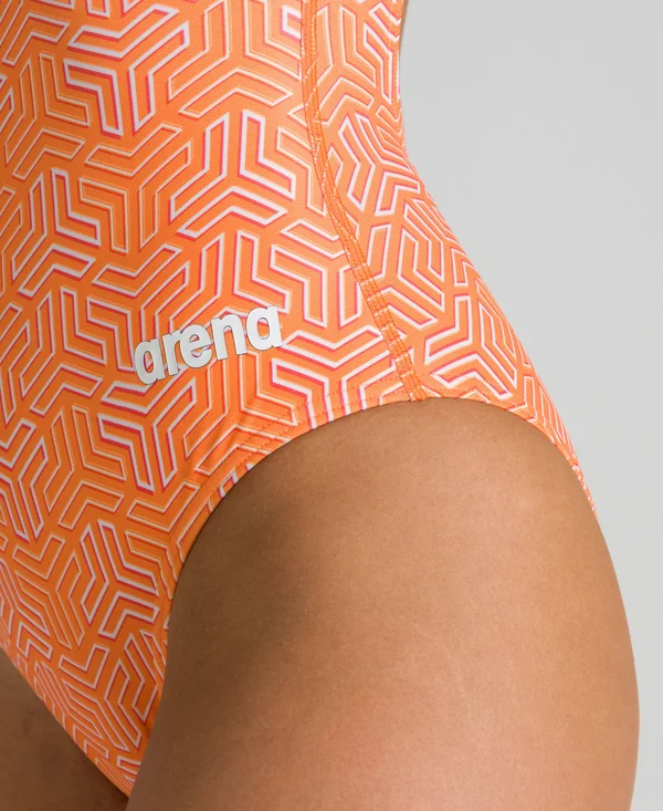 Arena Woman Kikko Light Drop Back One Piece Swimsuit Black-Multi Orange 24