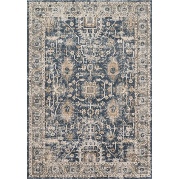 Alexander Home Josefina Ornamental Ironwork Traditional Rug - 5&3x22 x 7&6x22 - Denim, Pebble