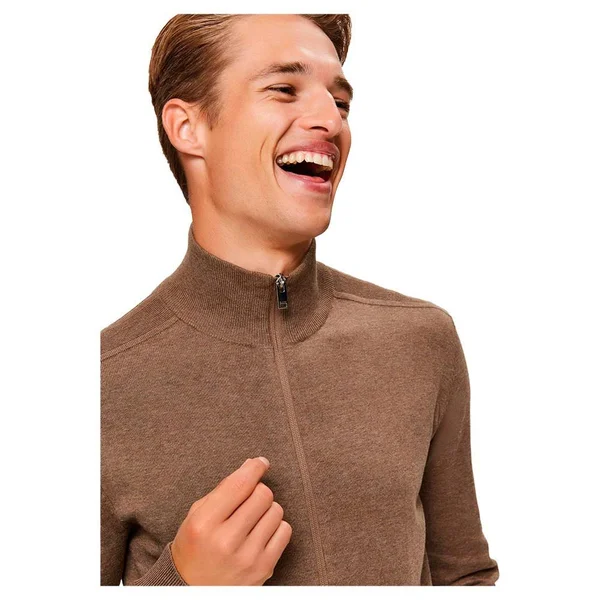 Selected Homme Pima Cotton Full Zip Cardigan, Neutral