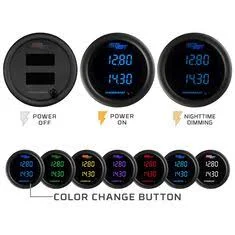GlowShift Black 7 Color Dual Digital Wideband Air/Fuel Ratio Gauge with 2 LSU 4.9 Oxygen Sensors & 2 Data Logging Controller