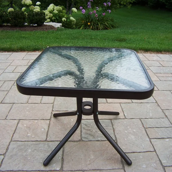 Oakland Living 20x22 Glass Top Side Table