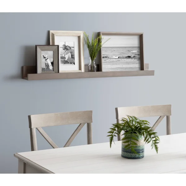 Kate and Laurel Levie Modern Floating Wall Shelf Picture Frame Holder Ledge, Dark Walnut Brown